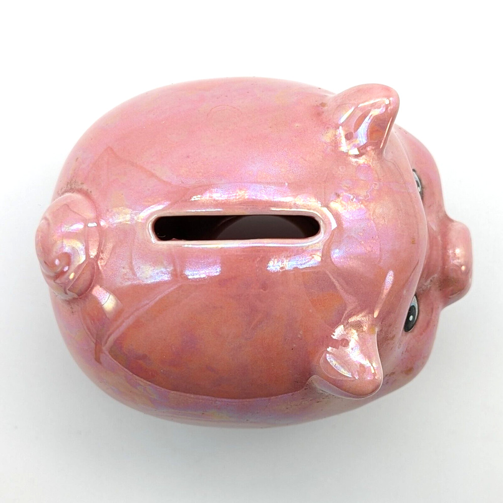 Mid Century Pink Piggy Bank Lusterware Anthropomorphic Coin Bank - Picture 11 of 12